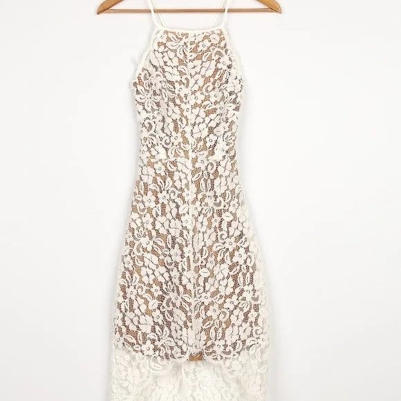 Lulus High Low Midi Lace Dress; perfect bridal shower, wedding, reception dress - Picture 4 of 7